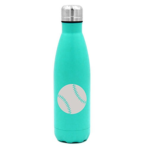 17 oz. Double Wall Vacuum Insulated Stainless Steel Water Bottle Travel Mug Cup Baseball Softball (Light-Blue)