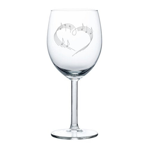 Wine Glass Goblet Heart Love Music Notes (10 oz)