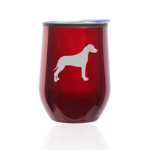Stemless Wine Tumbler Coffee Travel Mug Glass With Lid Rhodesian Ridgeback (Red)