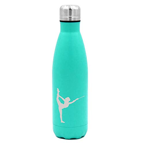 MIP Brand 17 oz. Double Wall Vacuum Insulated Stainless Steel Water Bottle Travel Mug Cup Female Gymnast Twirling Baton Gymnastics (Light-Blue)