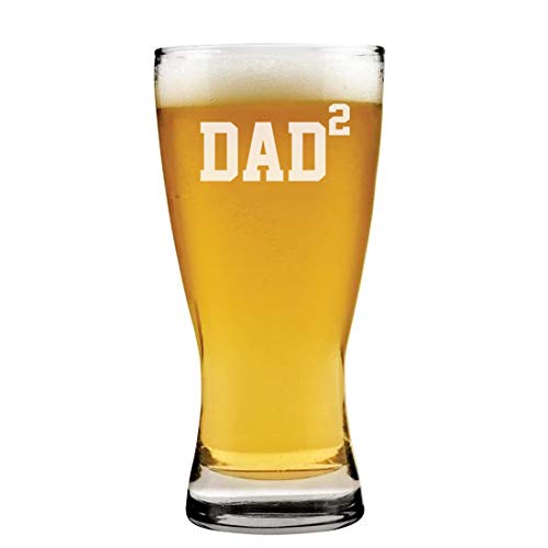 15 oz Beer Pilsner Glass DAD x2 Squared Father Of 2