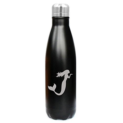 17 oz. Double Wall Vacuum Insulated Stainless Steel Water Bottle Travel Mug Cup Mermaid (Black)