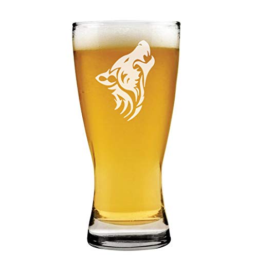 15 oz Beer Pilsner Glass Tribal Wolf