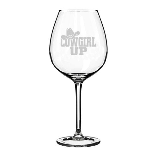 Wine Glass Goblet Cowgirl Up with Hat (20 oz Jumbo)