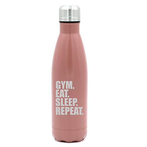 MIP Brand 17 oz. Double Wall Vacuum Insulated Stainless Steel Water Bottle Travel Mug Cup Gym Eat Sleep Repeat (Rose Gold)