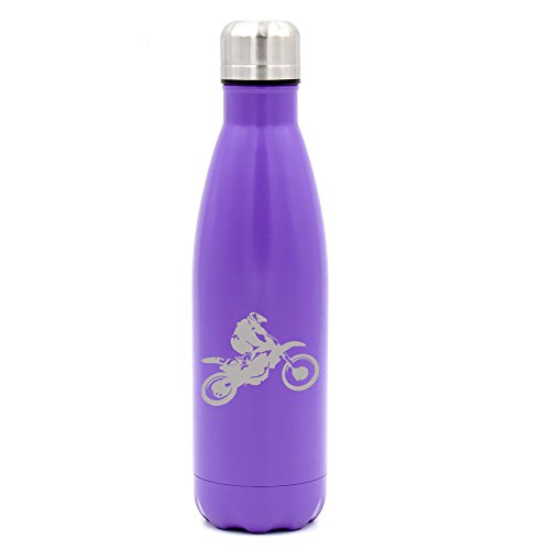 17 oz. Double Wall Vacuum Insulated Stainless Steel Water Bottle Travel Mug Cup Dirt MX Bike Rider (Purple)