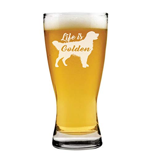 15 oz Beer Pilsner Glass Golden Retriever 'Life is Golden'