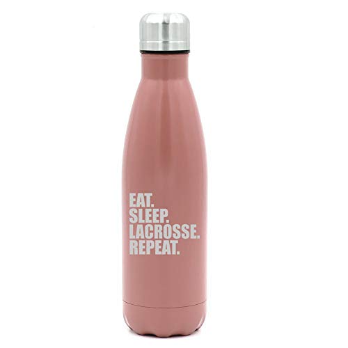 MIP Brand 17 oz. Double Wall Vacuum Insulated Stainless Steel Water Bottle Travel Mug Cup Eat Sleep Lacrosse Repeat (Rose Gold)