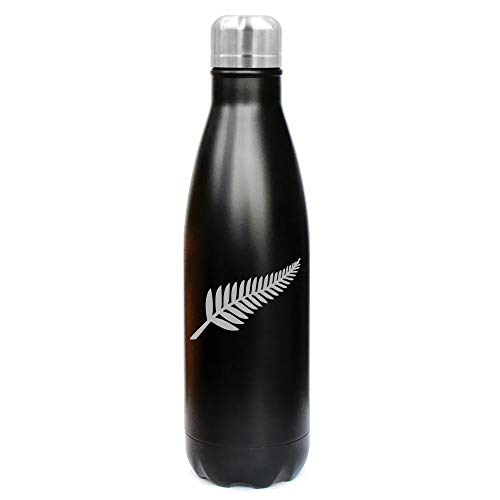 MIP Brand 17 oz. Double Wall Vacuum Insulated Stainless Steel Water Bottle Travel Mug Cup New Zealand Silver Fern (Black)