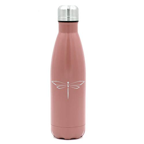 MIP Brand 17 oz. Double Wall Vacuum Insulated Stainless Steel Water Bottle Travel Mug Cup Dragonfly (Rose Gold)