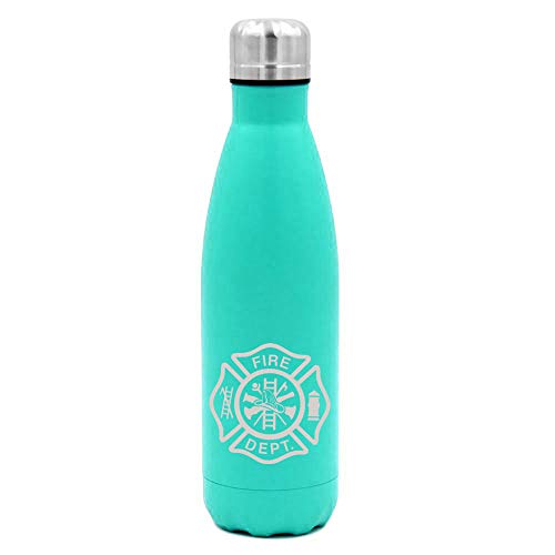 MIP Brand 17 oz. Double Wall Vacuum Insulated Stainless Steel Water Bottle Travel Mug Cup Fire Department Maltese Cross (Light-Blue)