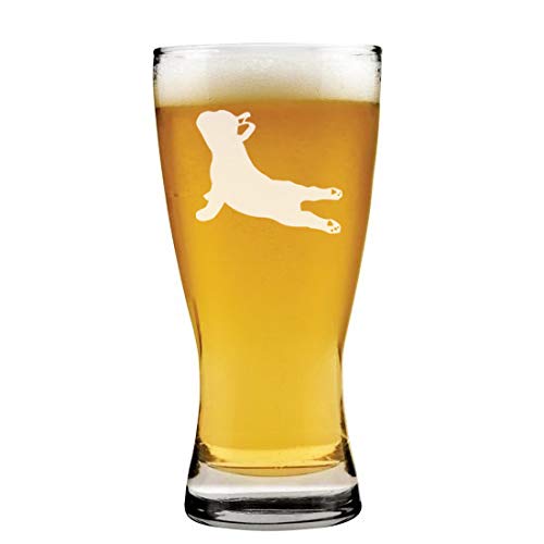 15 oz Beer Pilsner Glass French Bulldog Yoga