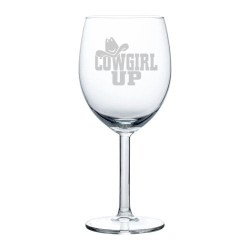 Wine Glass Goblet Cowgirl Up with Hat (10 oz)