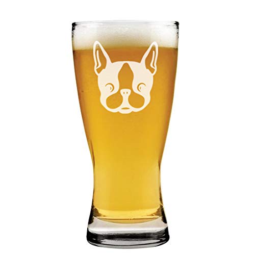 15 oz Beer Pilsner Glass Boston Terrier Puppy