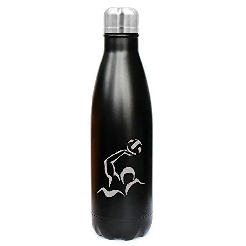 17 oz. Double Wall Vacuum Insulated Stainless Steel Water Bottle Travel Mug Cup Water Polo (Black)