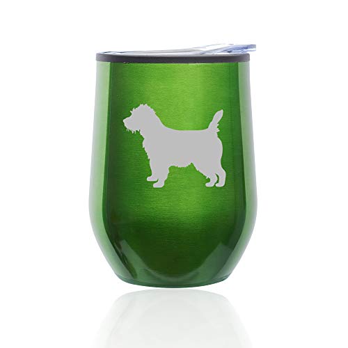 Stemless Wine Tumbler Coffee Travel Mug Glass With Lid Cairn Terrier (Green)