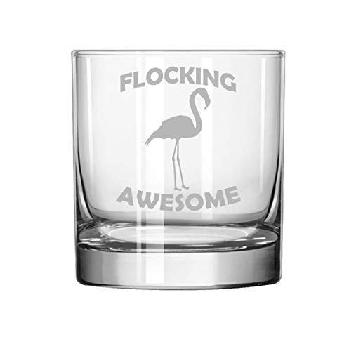 11 oz Rocks Whiskey Highball Glass Flocking Awesome Flamingo Funny