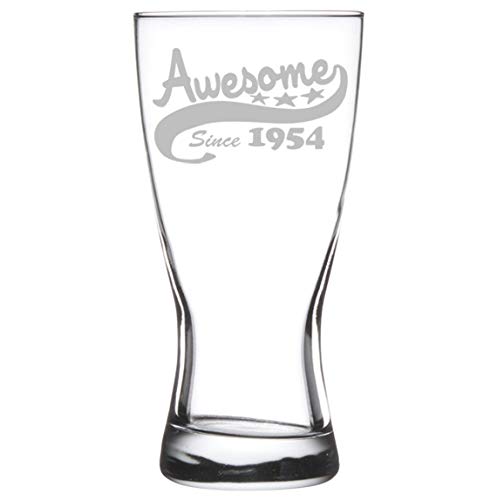 15 oz Beer Pilsner Glass Funny 65th Birthday Awesome Since 1954