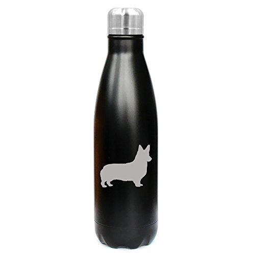 17 oz. Double Wall Vacuum Insulated Stainless Steel Water Bottle Travel Mug Cup Corgi (Black)