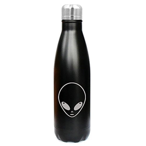 17 oz. Double Wall Vacuum Insulated Stainless Steel Water Bottle Travel Mug Cup Alien Head (Black)