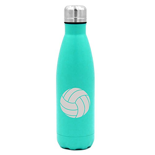 17 oz. Double Wall Vacuum Insulated Stainless Steel Water Bottle Travel Mug Cup Volleyball (Light-Blue)