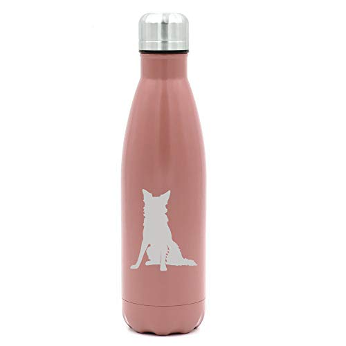 MIP Brand 17 oz. Double Wall Vacuum Insulated Stainless Steel Water Bottle Travel Mug Cup Border Collie (Rose Gold)