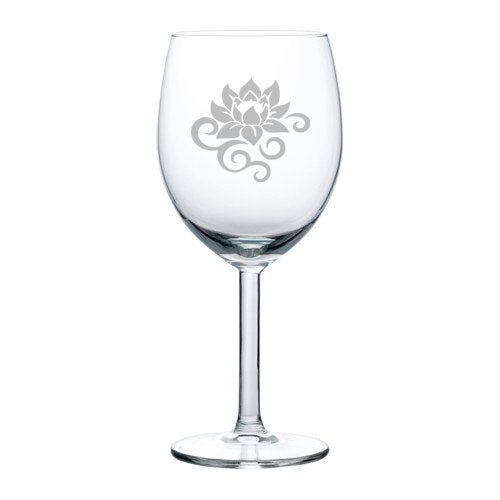 Wine Glass Goblet Lotus Flower Scroll (10 oz)