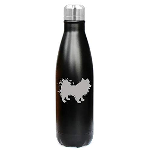 17 oz. Double Wall Vacuum Insulated Stainless Steel Water Bottle Travel Mug Cup Pomeranian (Black)