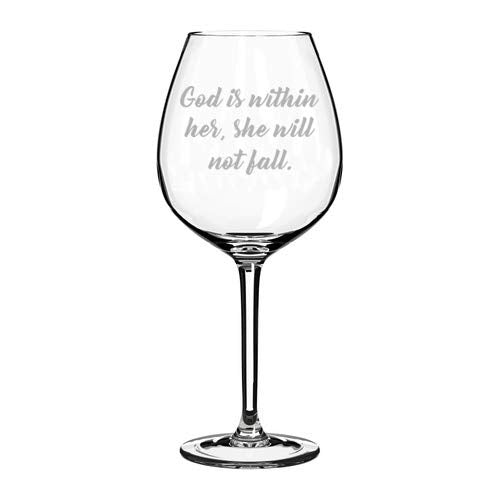Wine Glass Goblet God Is Within Her She Will Not Fall (20 oz Jumbo)