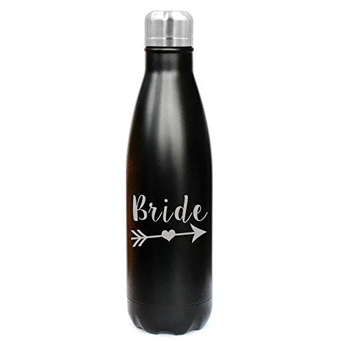 17 oz. Double Wall Vacuum Insulated Stainless Steel Water Bottle Travel Mug Cup Bride (Black)