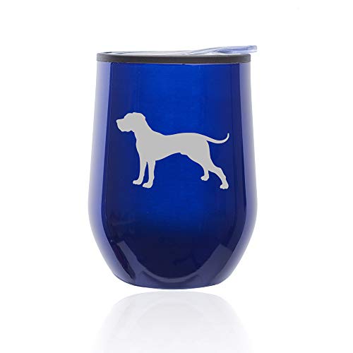 Stemless Wine Tumbler Coffee Travel Mug Glass With Lid Great Dane (Blue)