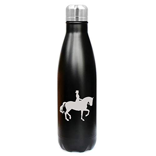 MIP Brand 17 oz. Double Wall Vacuum Insulated Stainless Steel Water Bottle Travel Mug Cup Dressage Horse with Rider (Black)