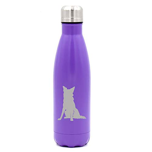 MIP Brand 17 oz. Double Wall Vacuum Insulated Stainless Steel Water Bottle Travel Mug Cup Border Collie (Purple)