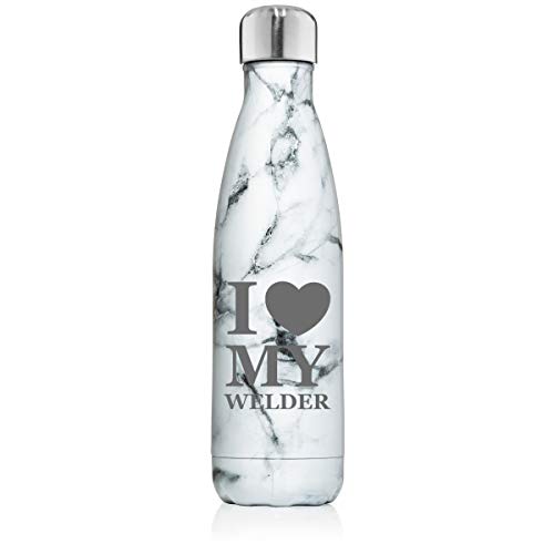 MIP Brand 17 oz. Double Wall Vacuum Insulated Stainless Steel Water Bottle Travel Mug Cup I Heart Love My Welder