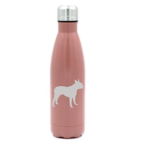 MIP Brand 17 oz. Double Wall Vacuum Insulated Stainless Steel Water Bottle Travel Mug Cup Boston Terrier (Rose Gold)