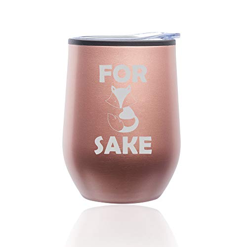 Stemless Wine Tumbler Coffee Travel Mug Glass With Lid For Fox Sake (Rose Gold)