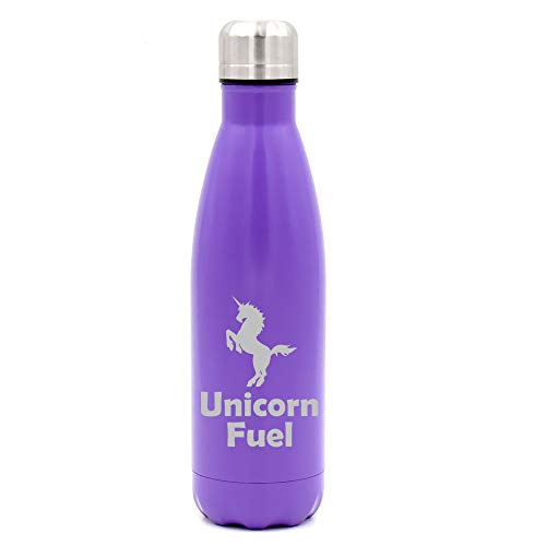 MIP Brand 17 oz. Double Wall Vacuum Insulated Stainless Steel Water Bottle Travel Mug Cup Unicorn Fuel (Purple)