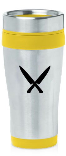 Yellow 16oz Insulated Stainless Steel Travel Mug Z825 Chef Knives