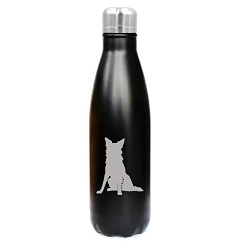 MIP Brand 17 oz. Double Wall Vacuum Insulated Stainless Steel Water Bottle Travel Mug Cup Border Collie (Black)