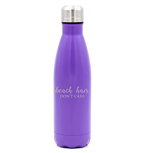 17 oz. Double Wall Vacuum Insulated Stainless Steel Water Bottle Travel Mug Cup Beach Hair Don't Care (Purple)