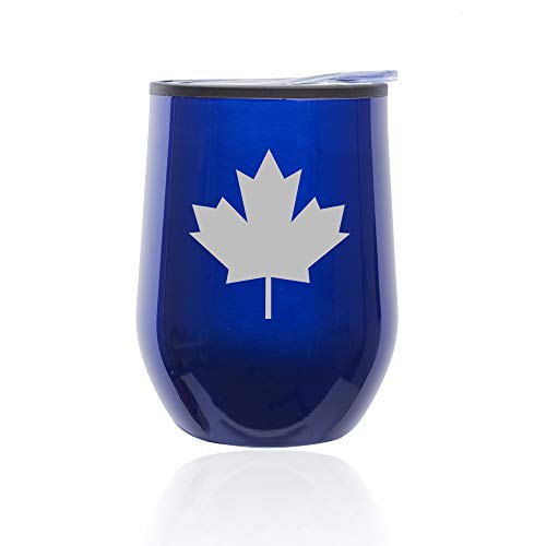 Stemless Wine Tumbler Coffee Travel Mug Glass With Lid Maple Leaf Canada