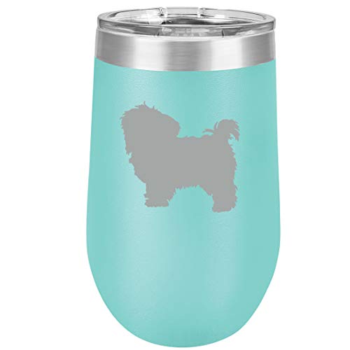 16 oz Double Wall Vacuum Insulated Stainless Steel Stemless Wine Tumbler Glass Coffee Travel Mug With Lid Maltese (Teal)