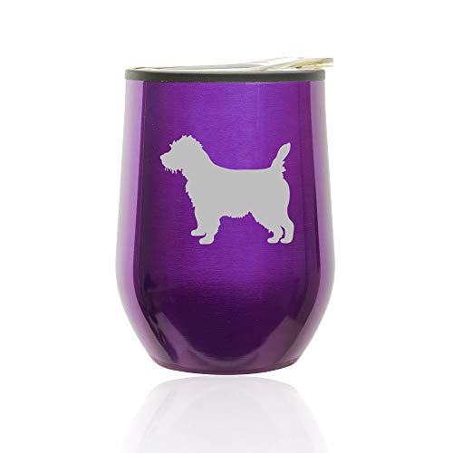 Stemless Wine Tumbler Coffee Travel Mug Glass With Lid Cairn Terrier (Royal Purple)