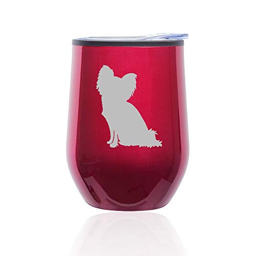 Stemless Wine Tumbler Coffee Travel Mug Glass With Lid Papillon (Fuchsia)