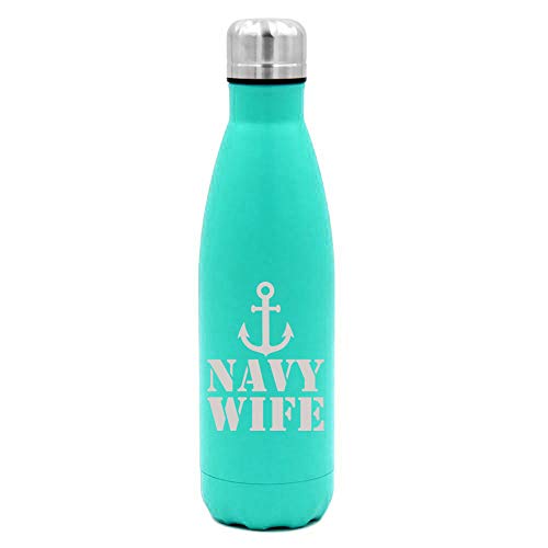 MIP Brand 17 oz. Double Wall Vacuum Insulated Stainless Steel Water Bottle Travel Mug Cup Navy Wife (Light-Blue)