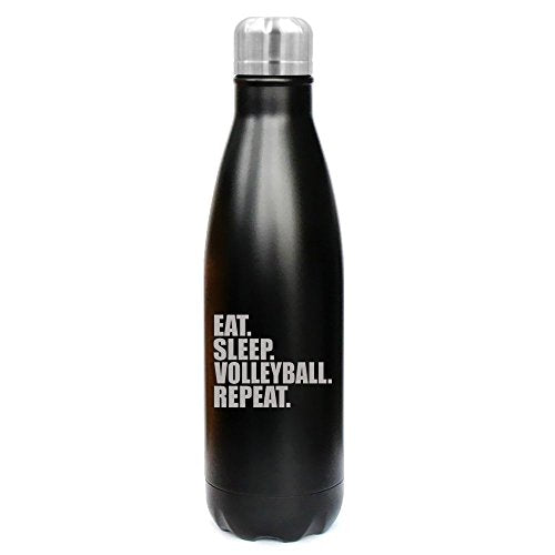 17 oz. Double Wall Vacuum Insulated Stainless Steel Water Bottle Travel Mug Cup Eat Sleep Volleyball Repeat (Black)