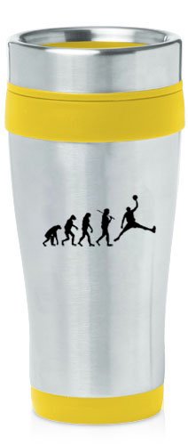 Yellow 16oz Insulated Stainless Steel Travel Mug Z921 Evolution Basketball