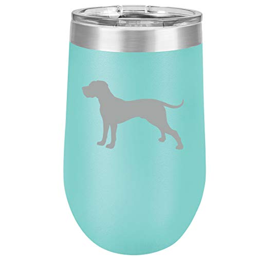 16 oz Double Wall Vacuum Insulated Stainless Steel Stemless Wine Tumbler Glass Coffee Travel Mug With Lid Great Dane (Teal)