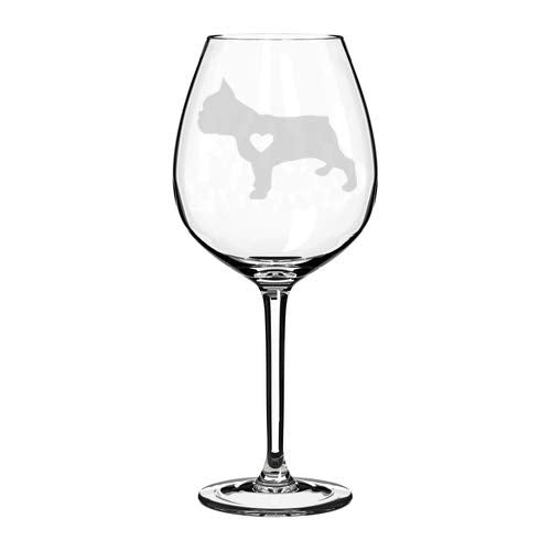 Wine Glass Goblet Cute Frenchie French Bulldog With Heart (20 oz Jumbo)