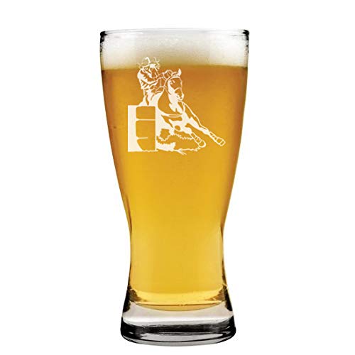 15 oz Beer Pilsner Glass Female Barrel Racing Cowgirl